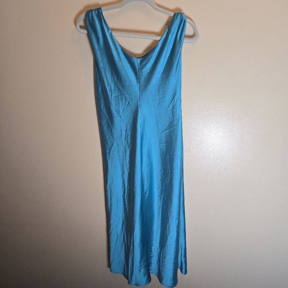 Jason Wu V-Neck Midi Sleeveless Dress Turquoise Blue Womens X-Small NEW